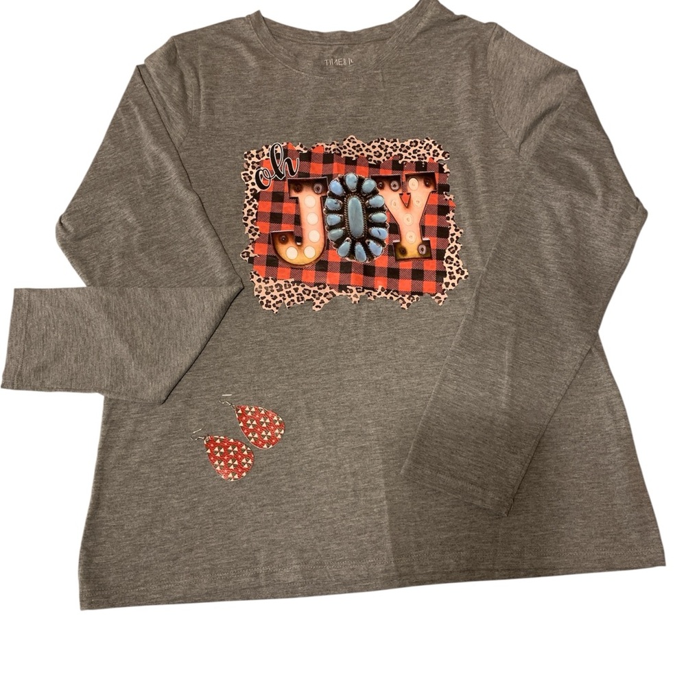 Gray Shirt with Joy Print